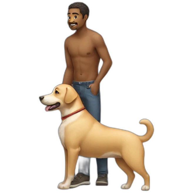 man-sits-on-dog's-back emoji