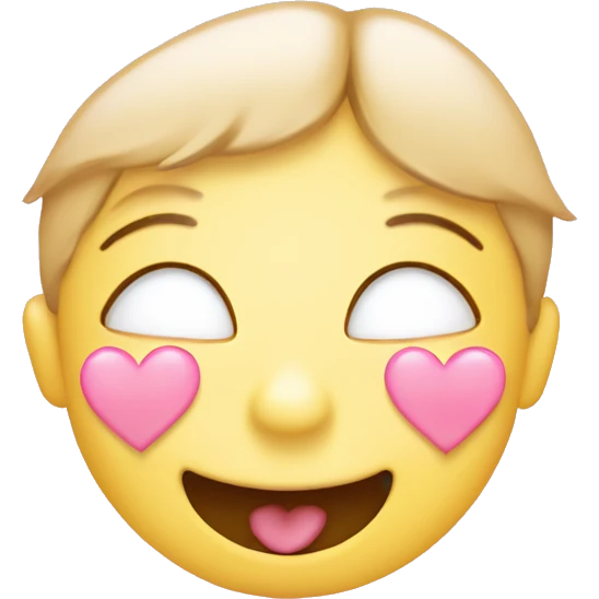 blushing smiley with baby pink hearts emoji