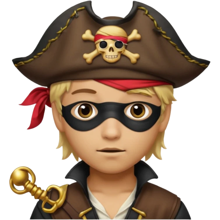 light brown hispanic boy with blond hair that is dressed as a pirate emoji