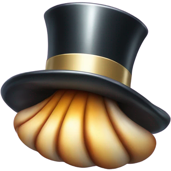 A clam wearing a top hat emoji