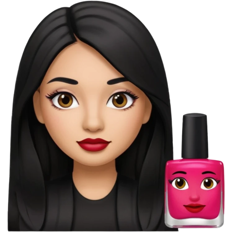 latina girl with straight long hair thats black memoji with nail no lipstick thats a baddie with lashes emoji