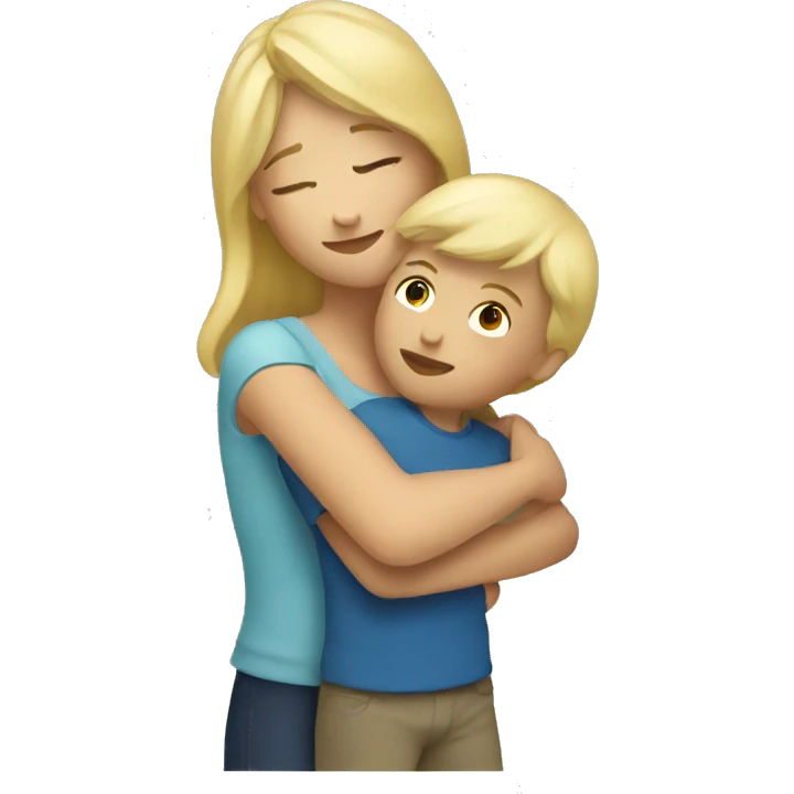 blonde woman hugging child emoji