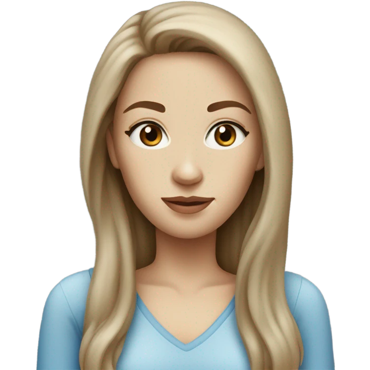 White woman blue eyes long brown hair emoji
