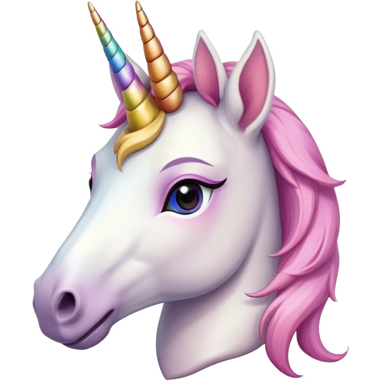 anthropomorphised female unicorn ballerina, horse-like unicorn face with muzzle, mane, ears, prominent horn, head and shoulders, relaxed pose emoji