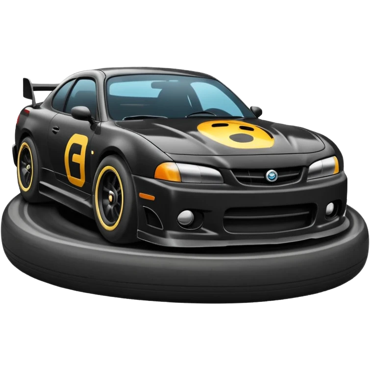 Emoji of a drifting car on a race track with tire smoke emoji