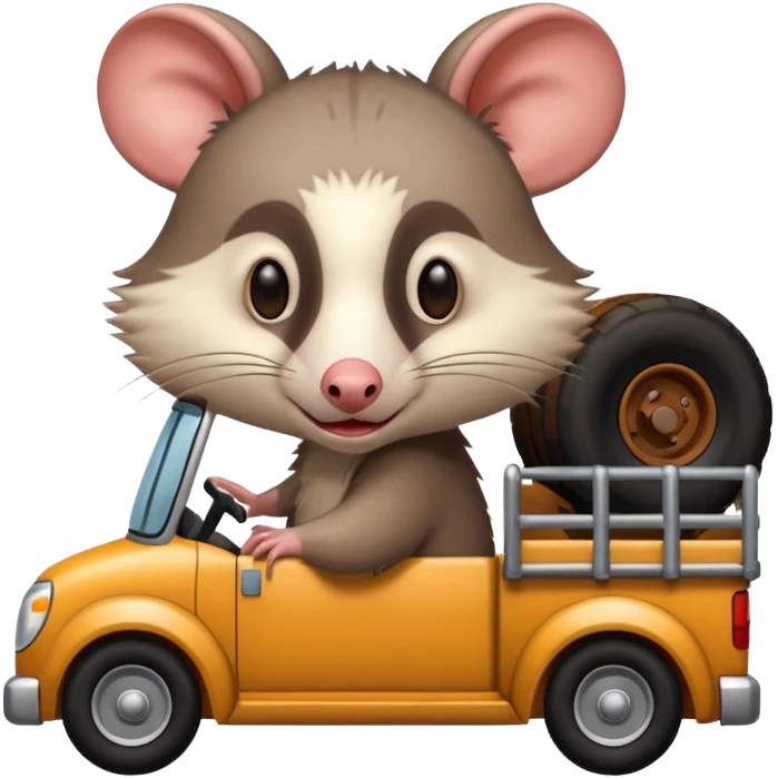 opossum driving a truck emoji
