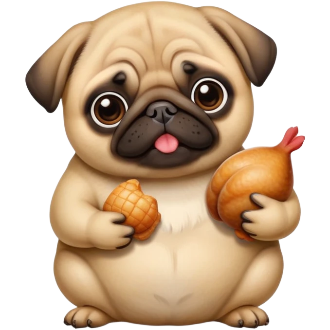 Pug holding chicken emoji