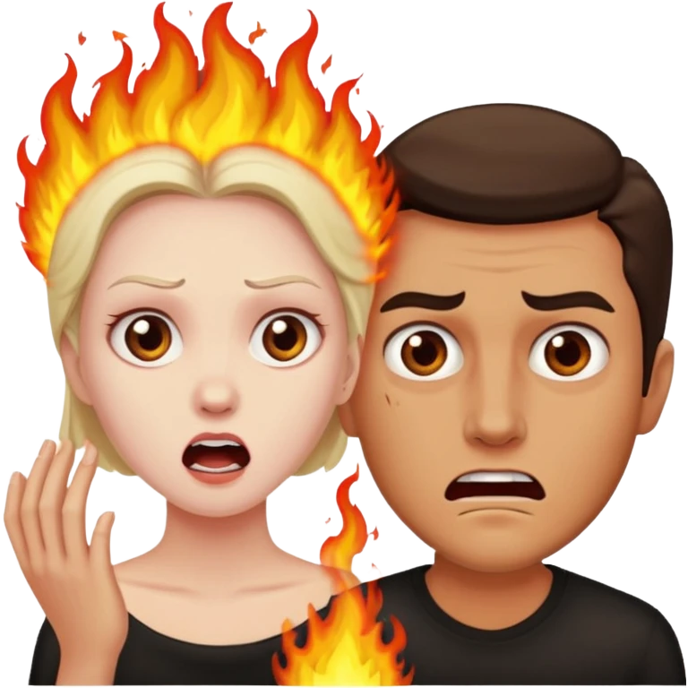  woman being burned in front of a very handsome man emoji