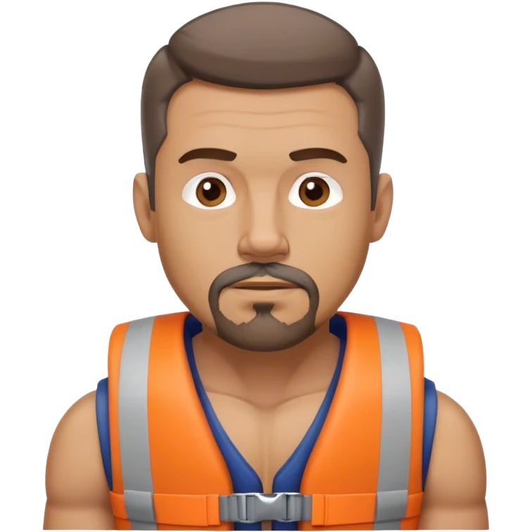 Muscular Man with short brown hair and a gray goatee, lost at sea emoji