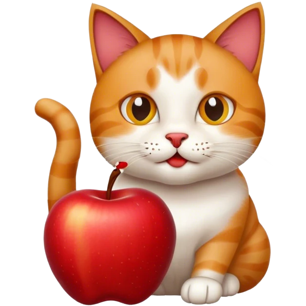 Elma yiyen kedi emoji