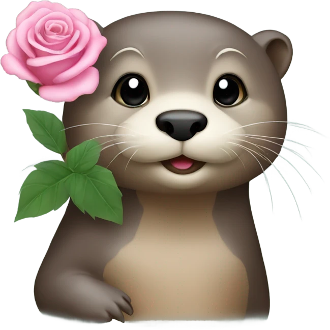 an otter with rose of sharon emoji