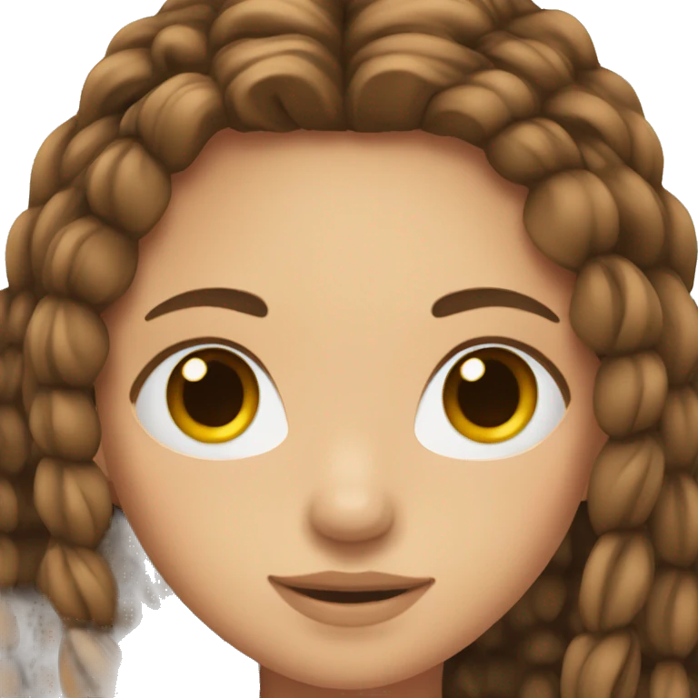 pretty girl with long brown hair in braids and brown eyes emoji