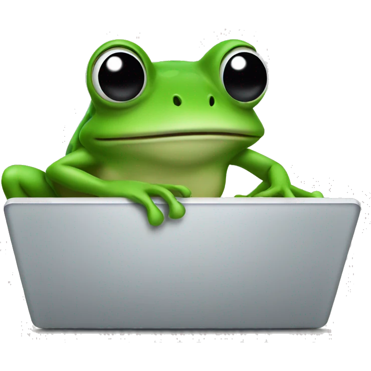 Frog working on laptop emoji
