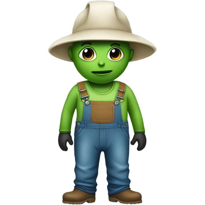 Alien In farmer overalls emoji