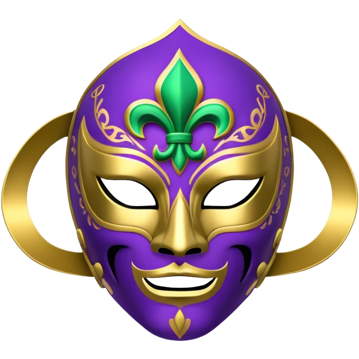 Louisiana themed luchador mask with fleur-de-lis and Mardi Gras colors (purple, green, gold) emoji