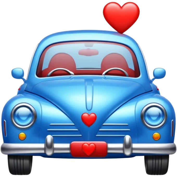 Blue car with heart emoji