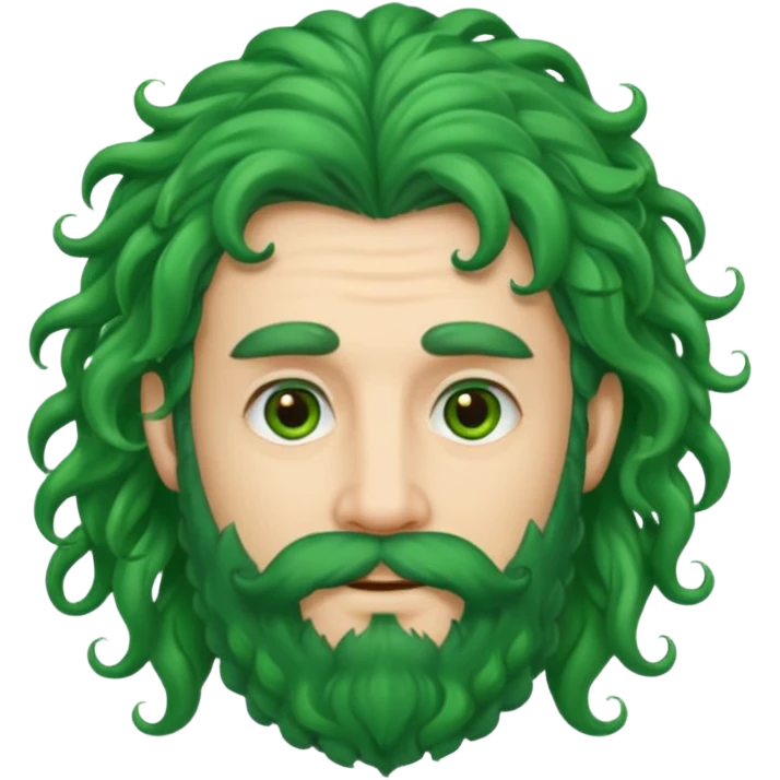 green long curly hair and beard man emoji