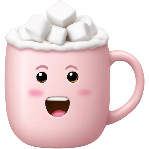 Light Pink mug of hot chocolate with marshmallows  emoji