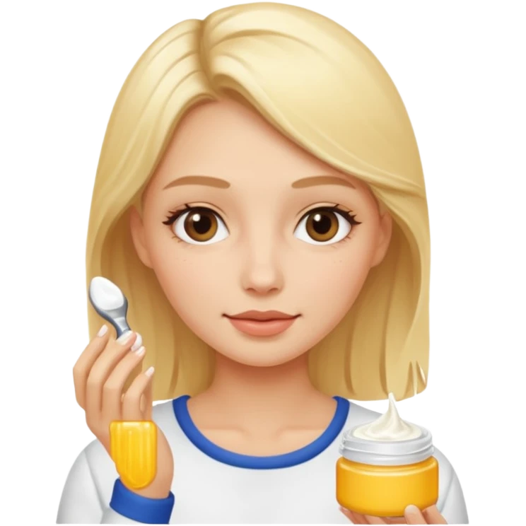 haz una chica rubia haciendose su skincare emoji