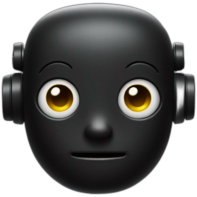 cute matte black robot face emoji