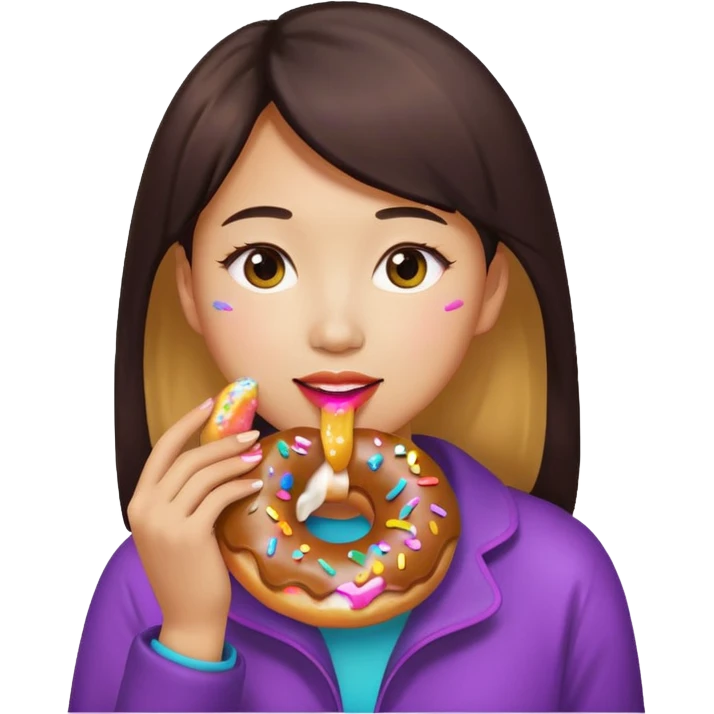 asian woman eating donut emoji