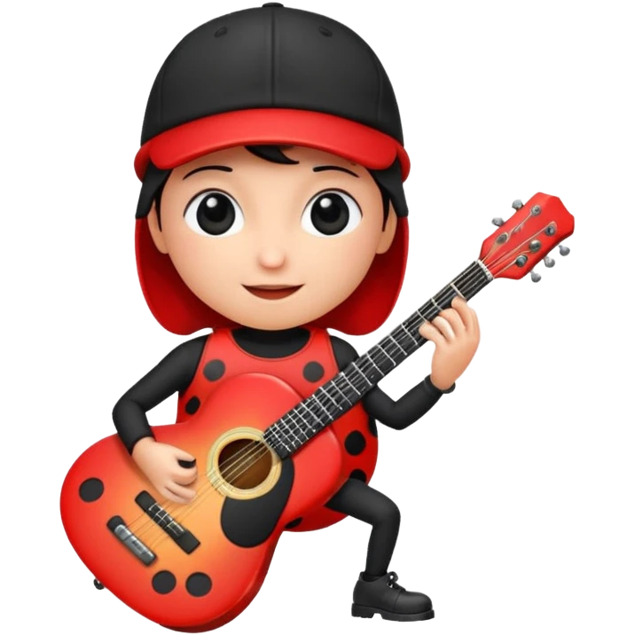 ladybug with a guitar and a cap emoji
