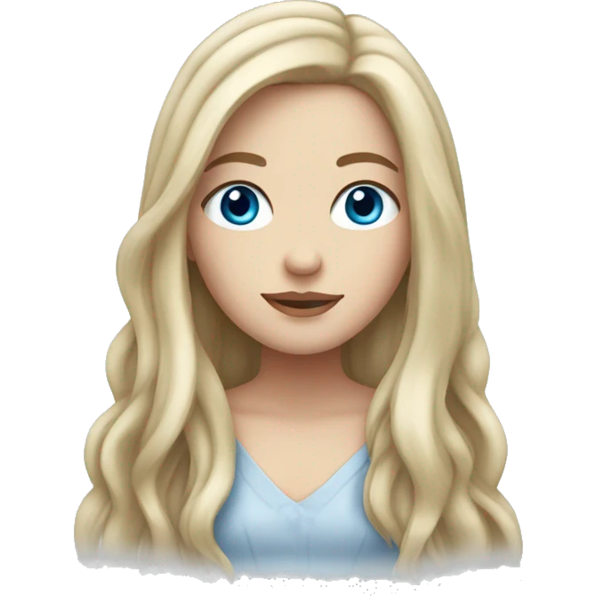 A white girl with medium long hair and blue eyes emoji