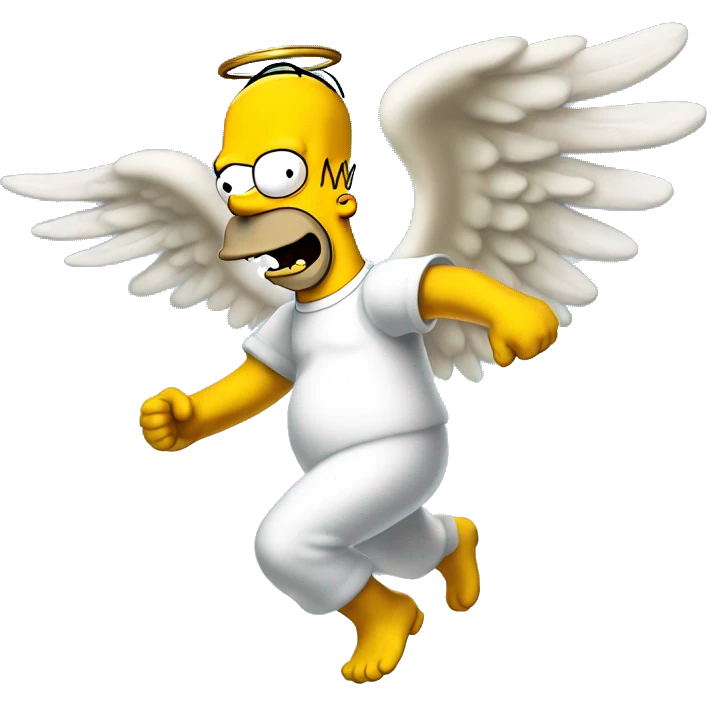Homer Simpson flying away as an angel emoji