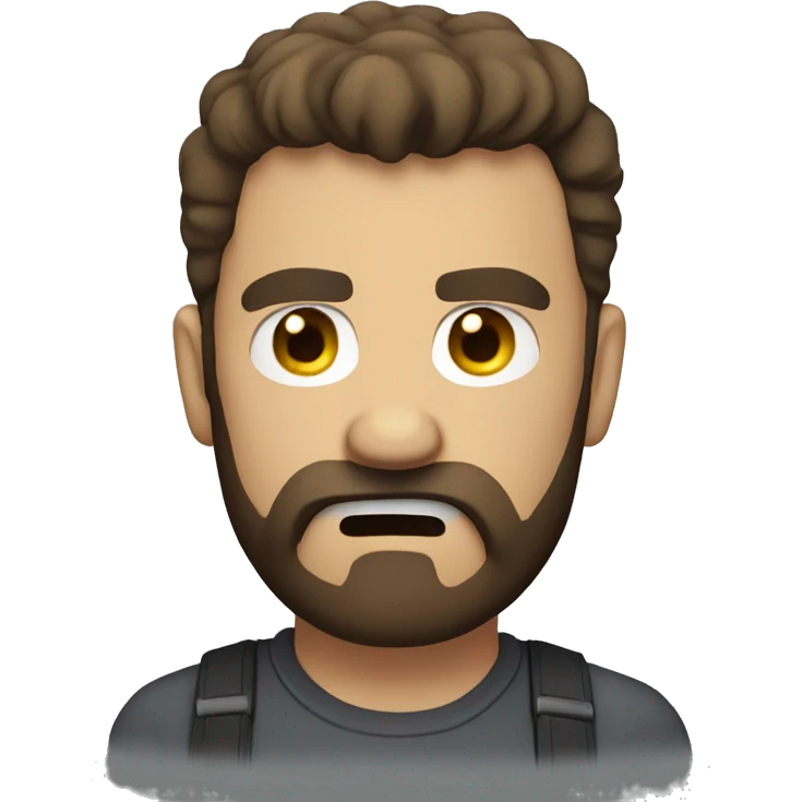 angry man head, scruffy brown short hair, beard emoji