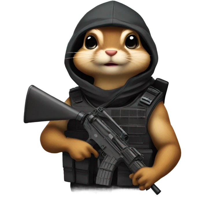 Chipmunk ninja with bulletproof vest and ar25 emoji