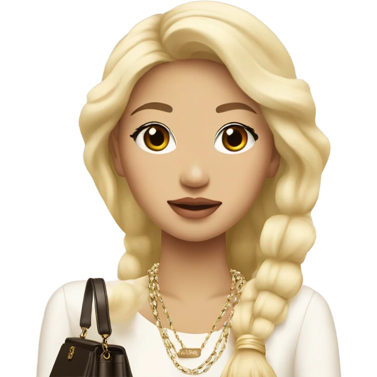 Blonde Chanel Asian Girl with Birkin bag and Chanel necklace emoji