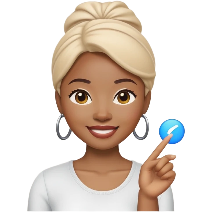 Apple Memoji emoji of a Black woman with light skin tone, cheerful face, no accessories emoji