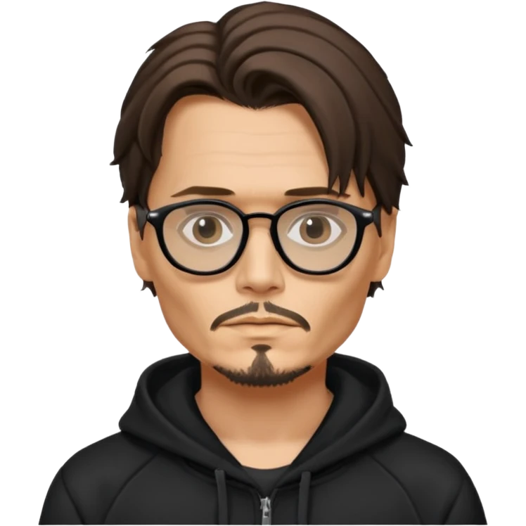 glassed johnyy depp with black hoodie emoji