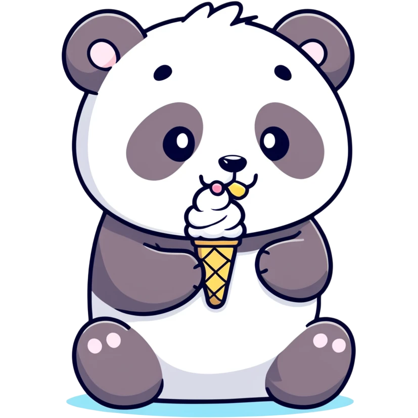 Panda eating ice cream emoji