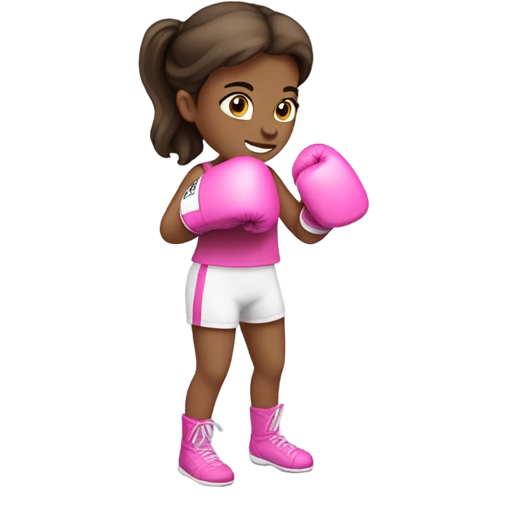 Pale Brunette girl wearing pink boxing gloves emoji