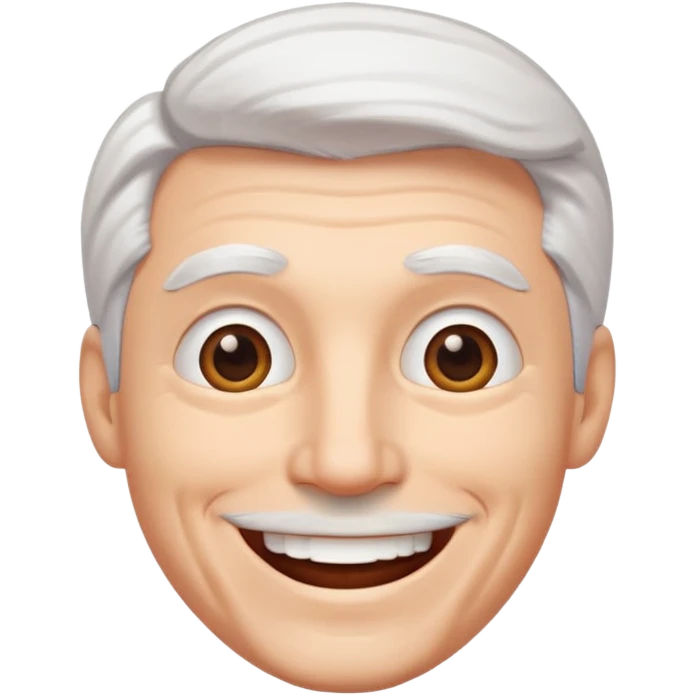 white haired man with a big smile emoji