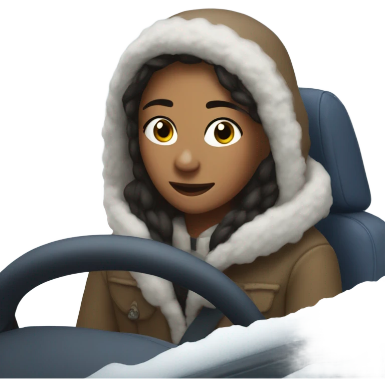 My friend tia driving in the snow emoji