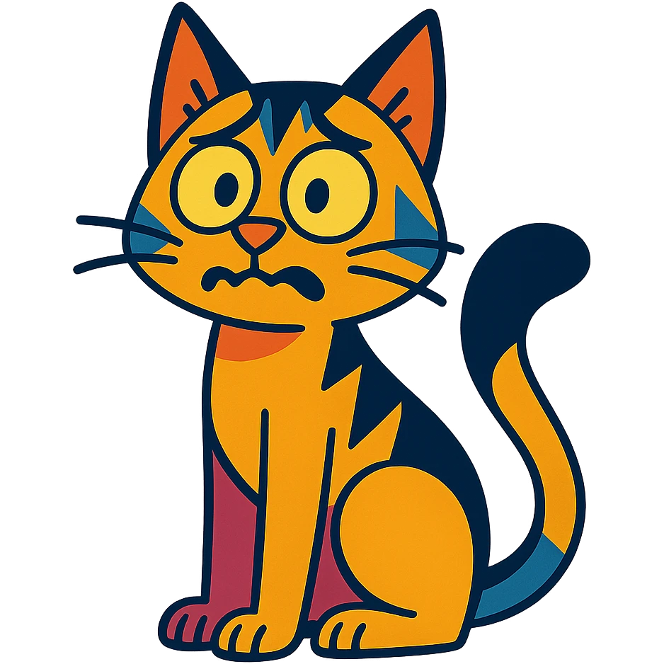nervous cat in vibrant toon style emoji