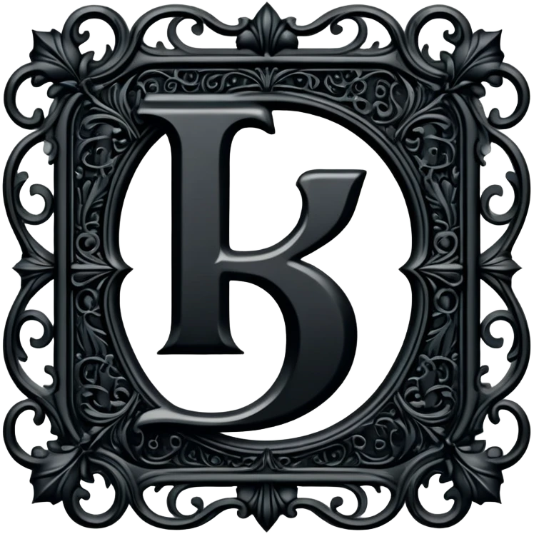 Black gothic vintage, letter “F” of the alphabet emoji