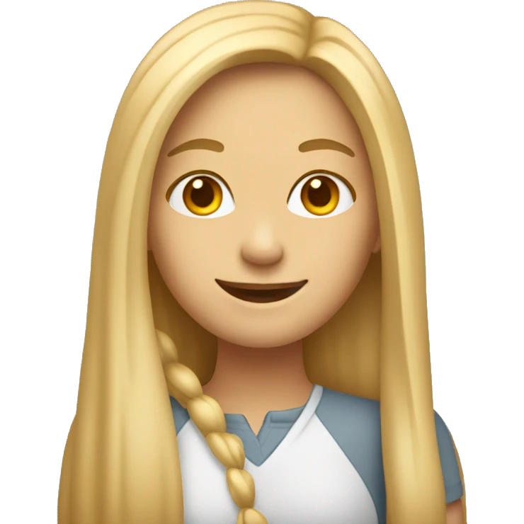 An emoji of a woman with long, straight blonde hair, smiling with a friendly expression emoji