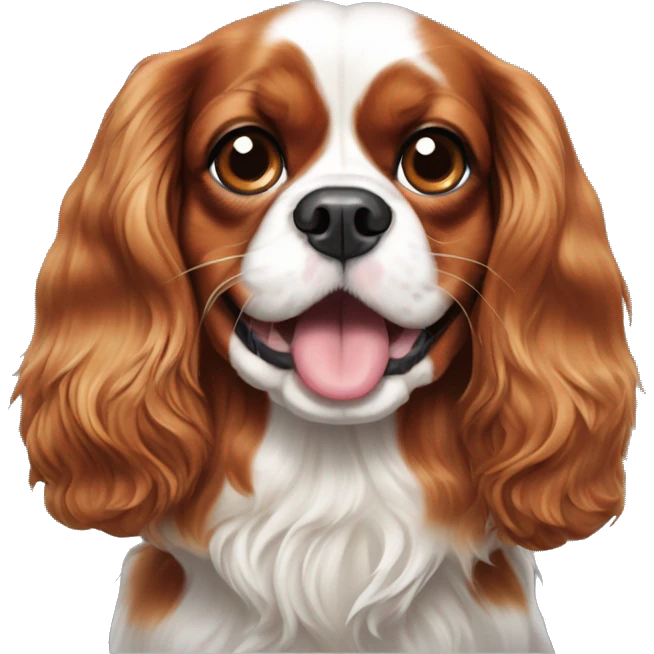 Cavalier king charles spaniel with long tongue out emoji