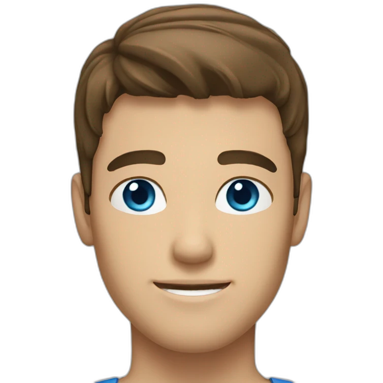 Brunette Guy blue eyes straight hair with light beard emoji