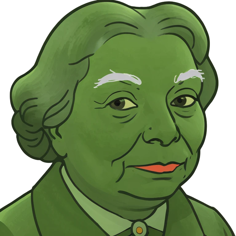 Emoji of Marguerite Yourcenar in bufo style emoji