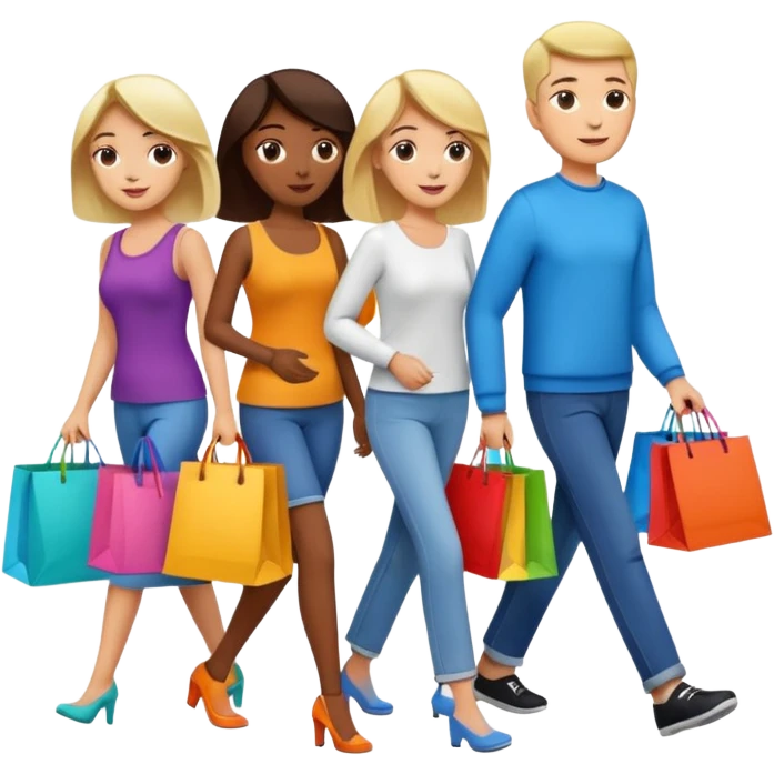 shopping bags from group outing with others emoji