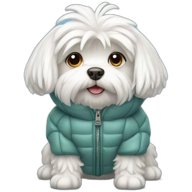 Maltese dog wearing a puffer jacket emoji