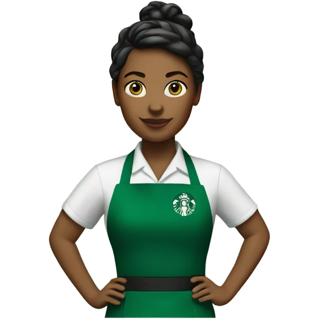 white female starbucks barista with green apron emoji