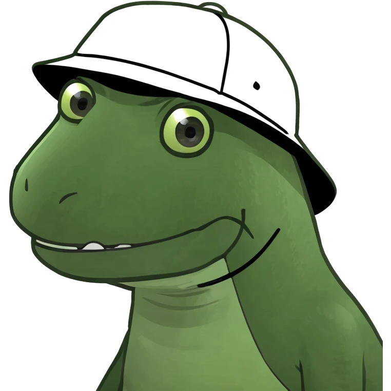 Dinosaur wearing a bucket hat while surfing on the waves  emoji