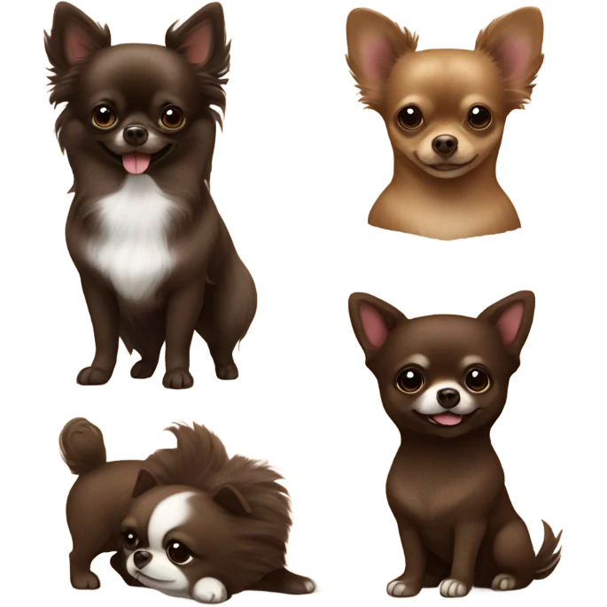 One Chocolate Pomeranian and one dark brown girl chihuahua  emoji