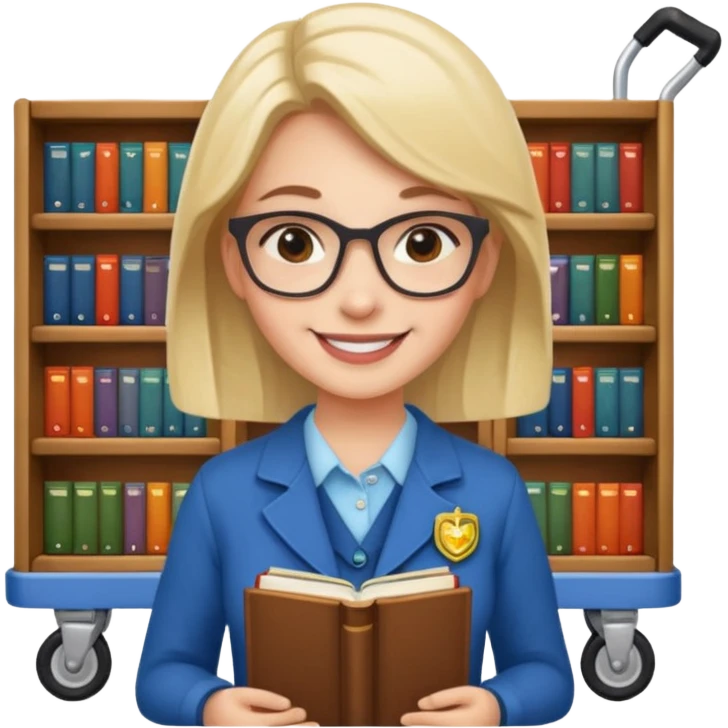 Librarian - book cart, badge





 emoji