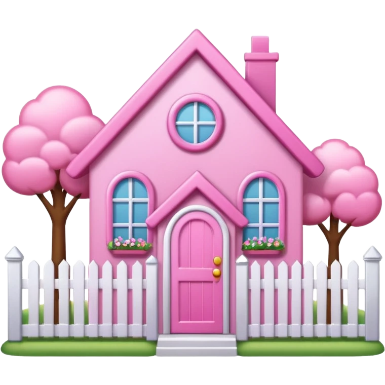Pretty pink cartoon house a little more realistic like an emoji style sparkly  emoji